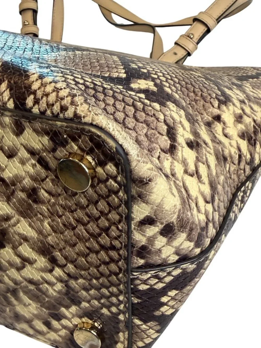 Michael Kors Bedford Pockets Tote Bag Snake Skin Python Design